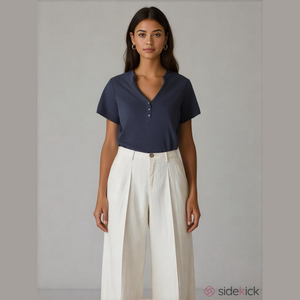 White Stag Blue Acrylic Short Sleeve Sweater